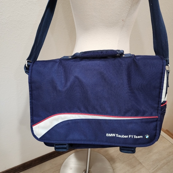 Vintage BMW Sauber F1 Racing Team Messenger Bag Shoulder Bag Travel Canvas - Picture 2 of 14